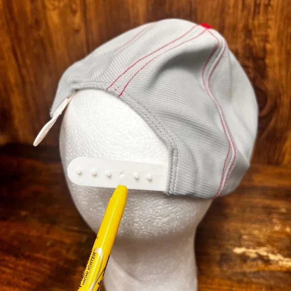 Vintage Halliburton Trucker Hat Snapback L 7 1/8 - 7 5/8 Red White Mesh USA Made - Picture 11 of 13